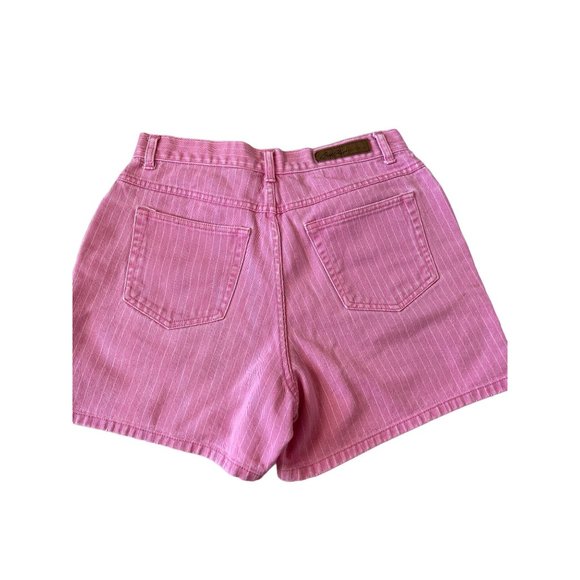 Bill Blass Pink White Pin Striped Jean Shorts Women's Size 8 High Waisted Short - Picture 4 of 7